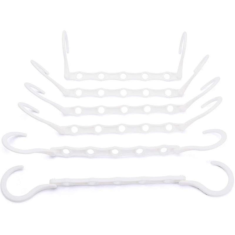Multifunctional 10pcs White Five-hole Magic Hanger Space-saving Plastic American Hook 360-degree Rotatable Hanger