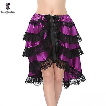 Burlesque Black Lace Fashion Women Intimate Half Slips Corset Skirts Purple Sexy Skirt Plus Size S-6xl