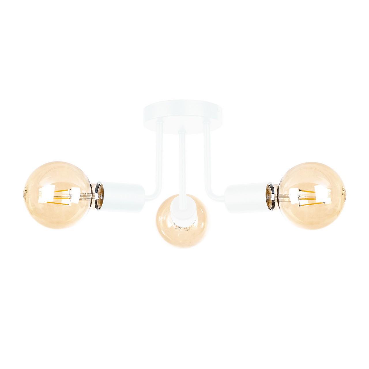 Luna Multi Arm Semi Flush Ceiling Light White, 25cm, 3x E27