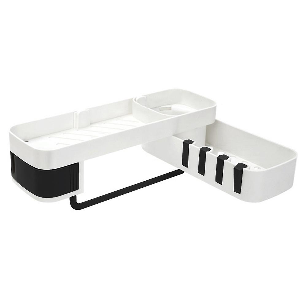 Punch-free Storage Shelf Rack Bathroom Seamless Rotating Rack Double Layer Racks Holder