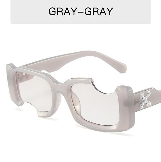 New Design Women's Notch Square Small Face Sunglasses Men's Trend Street Photo Personality Frame Sunglasses