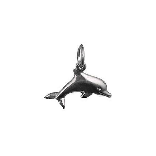 Silver 9x19mm leaping Dolphin Pendant or Charm