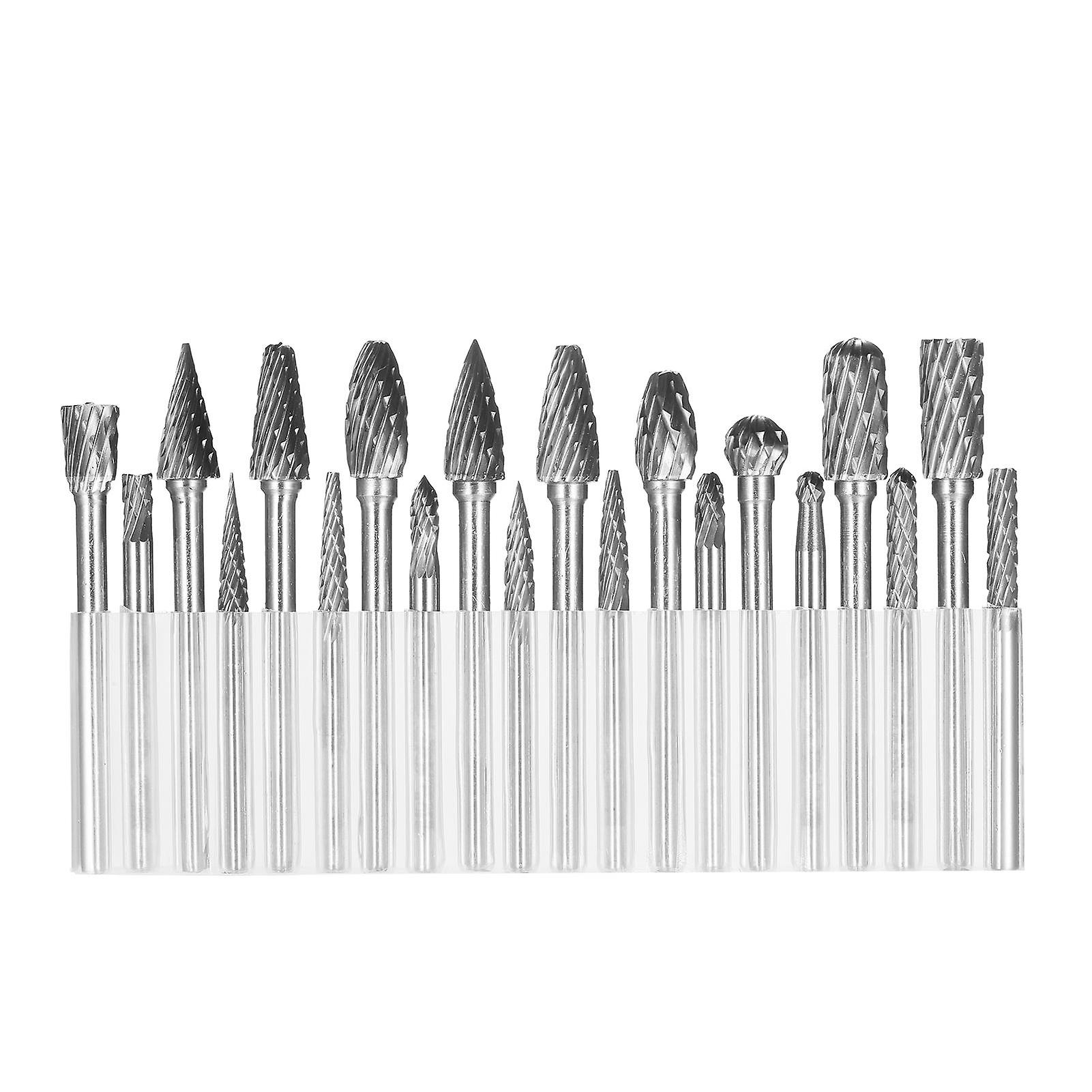 KKmoon 20pcs Double Cut Carbide Rotary Burr Set 1/8in Shank 1/4in and 1/8in Head Size Tungsten