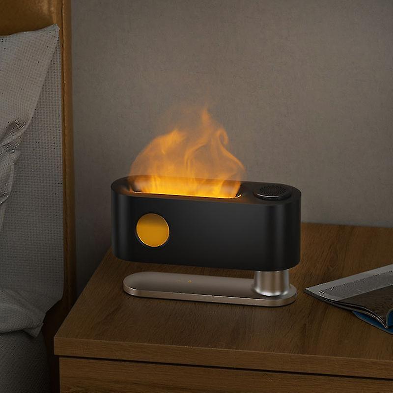 Flame Aroma Diffuser Humidifier-changing Oil Diffuser-waterless Auto-off  Fire Humidifier For Home,office,spa,gym(black