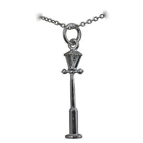 Silver 25x6mm Gas Lamp Post Pendant with a rolo Chain 24 inches