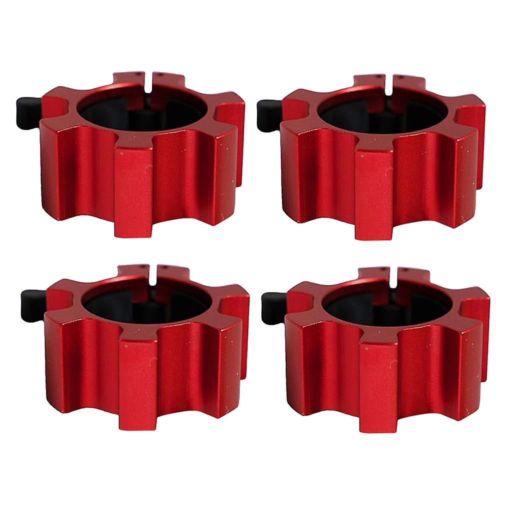 4x Solid Dumbbell Clamp Collars Barbell   Lock Gym Weight Bar Clip Red