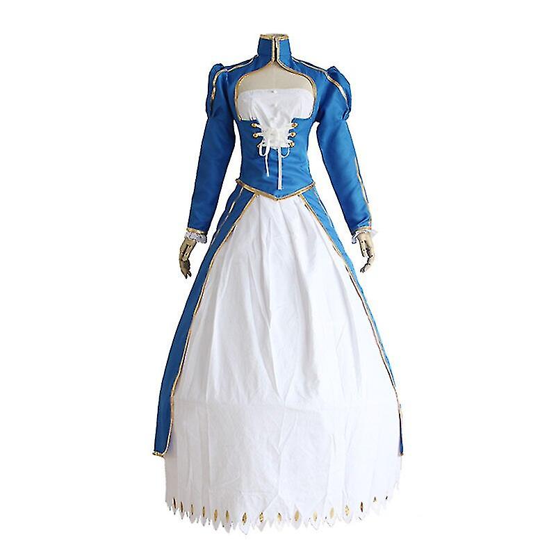 fate saber blue dress Black Saber Cosplay Costume Fate Stay Night Anime FGO Bride Gothic Lolita Dress  Saber Alter Artoria Pendragon