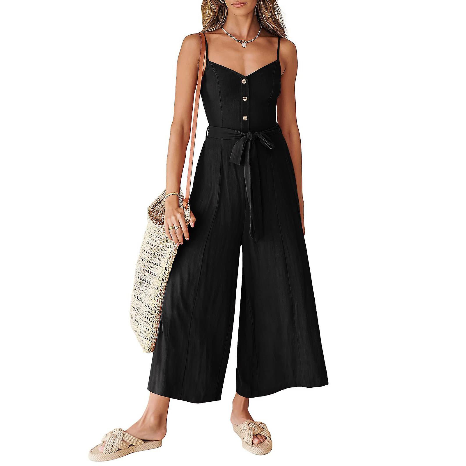 Women's Summer Suspender Outfits Beach Travel Outfits With Pockets