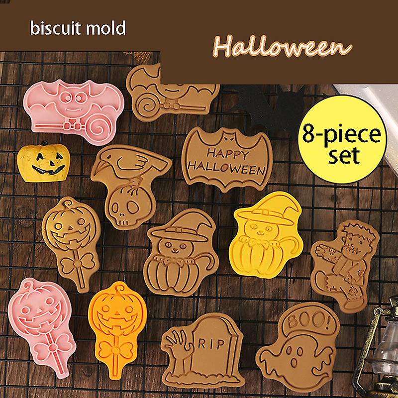8 Pieces Plastic Halloween Cookie Cutter Plastic Biscuit Cutters Ghost Monster