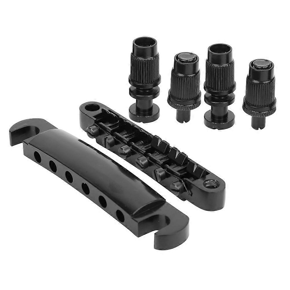 6 String Fixed Bridge Set Zinc Alloy String Base for LP Electric Guitar Accessories Noir 