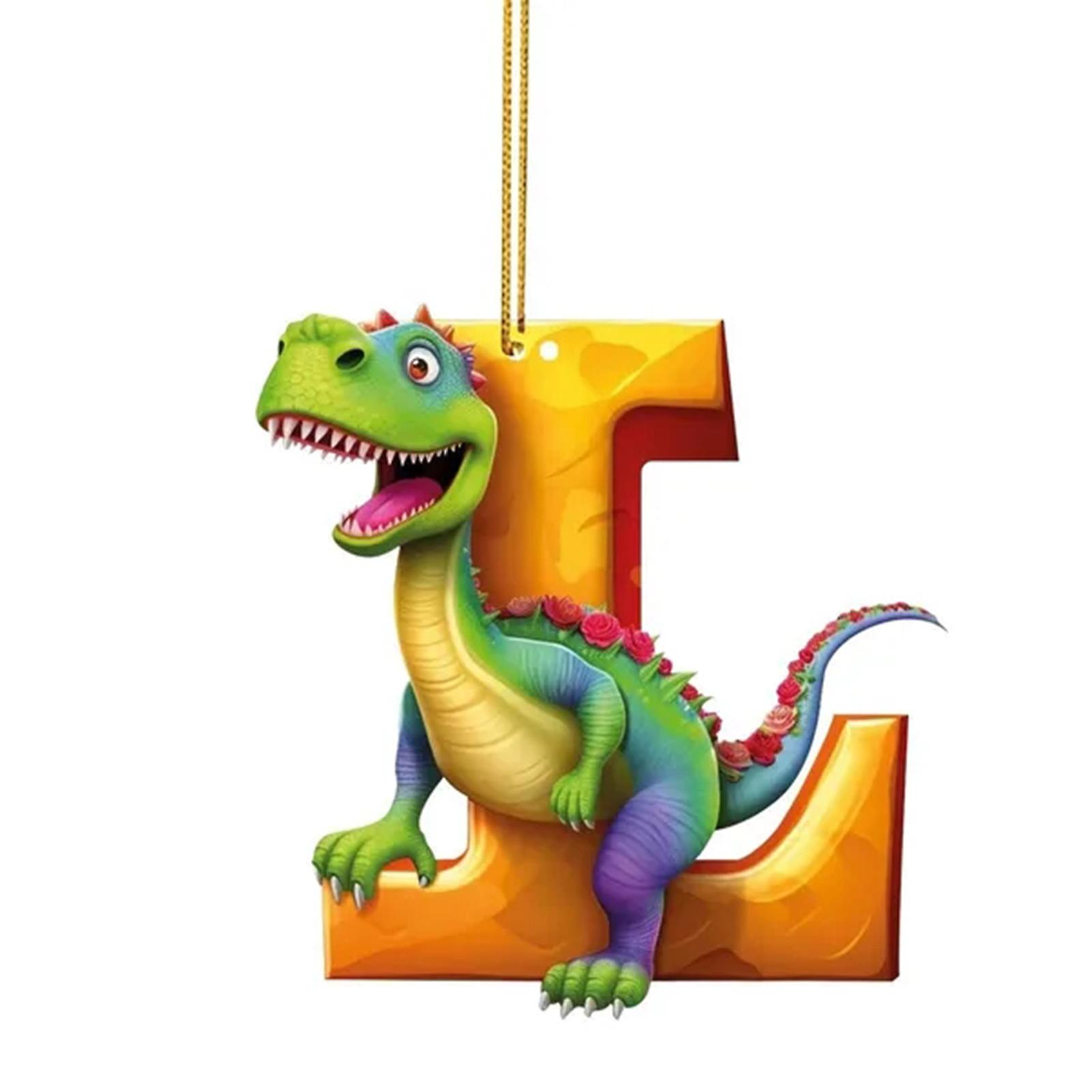 Dinosaurs Christmas Hanging Ornament with Letters Simple Car Rear View Mirror Decor Chirstmas Gift