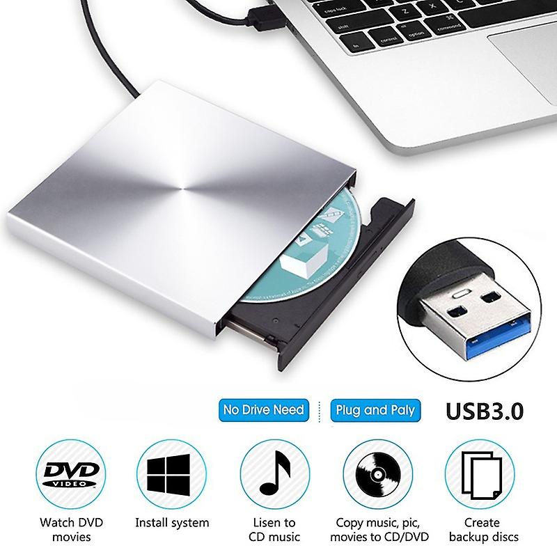 Lecteur CD/DVD externe USB 3.0 en alliage d'aluminium