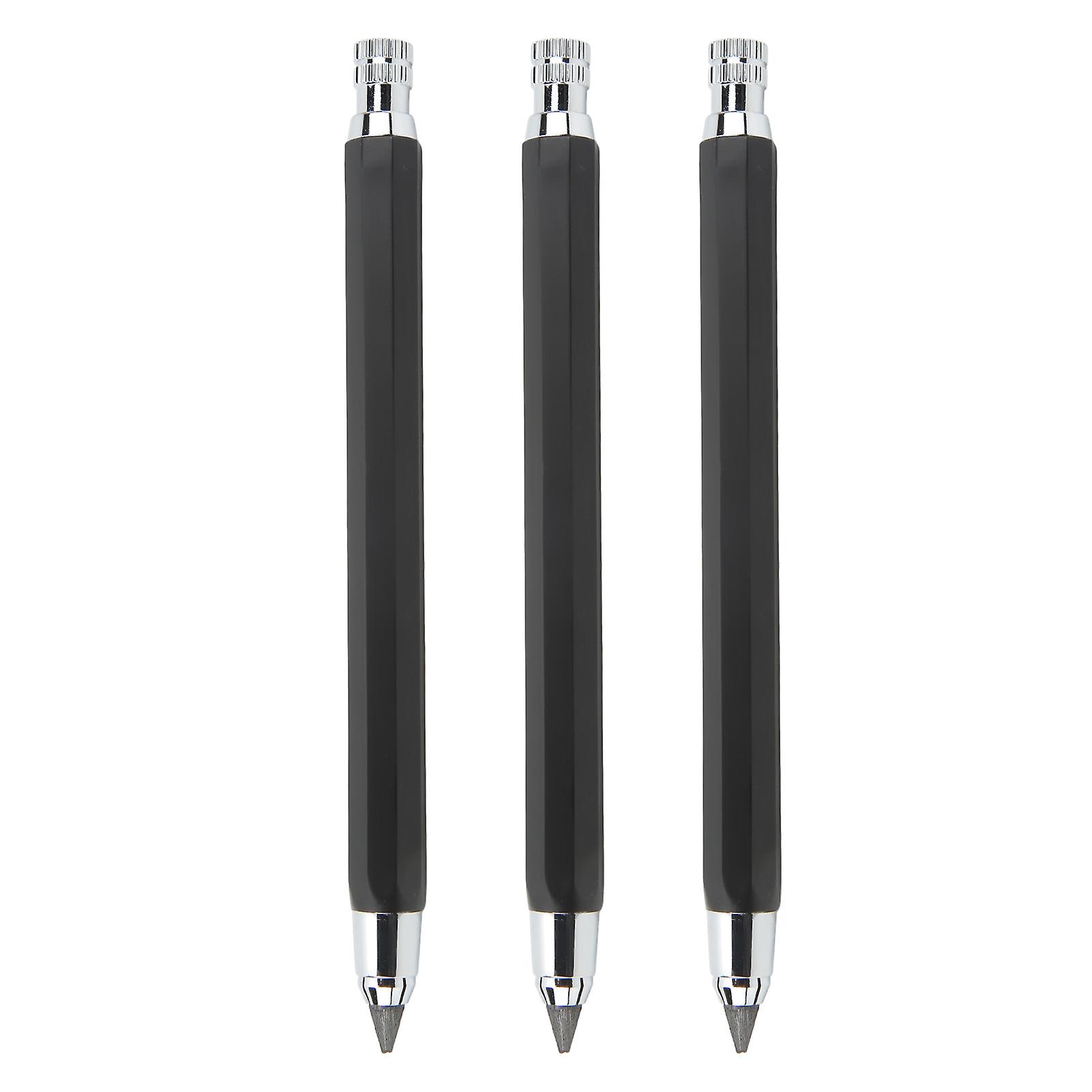 3Pcs Mechanical Carpenter Pencil 5.6mm Woodworking Scribing Tool Marker Set for Precision Marking Black