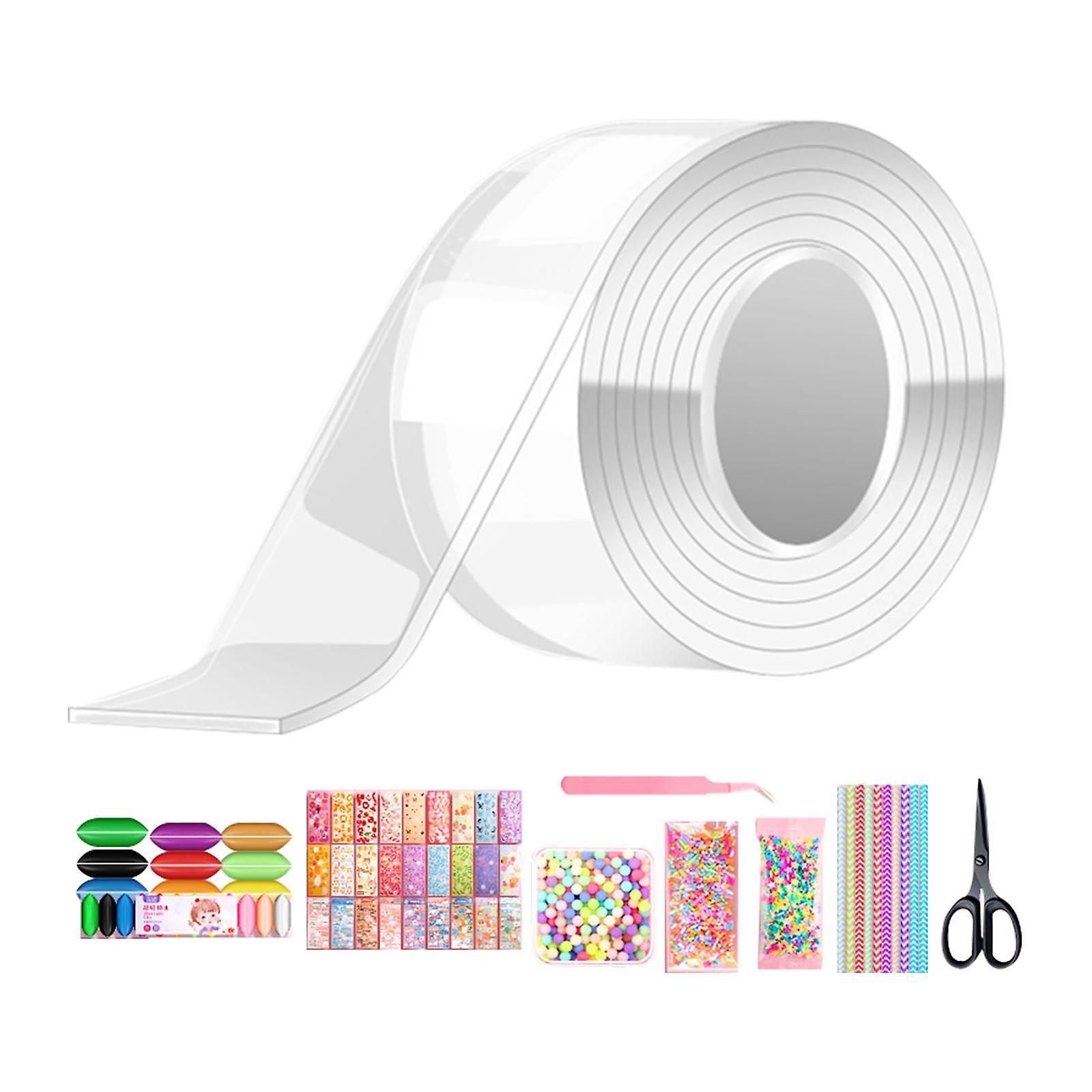 Blow Bubbles Double Sided Tape Traceless Sticky Tape Sensory Toy DIY Crafts Tape with Full Tools