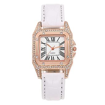 Women Tonneau Square Strap Quartz Watch, Color: White White