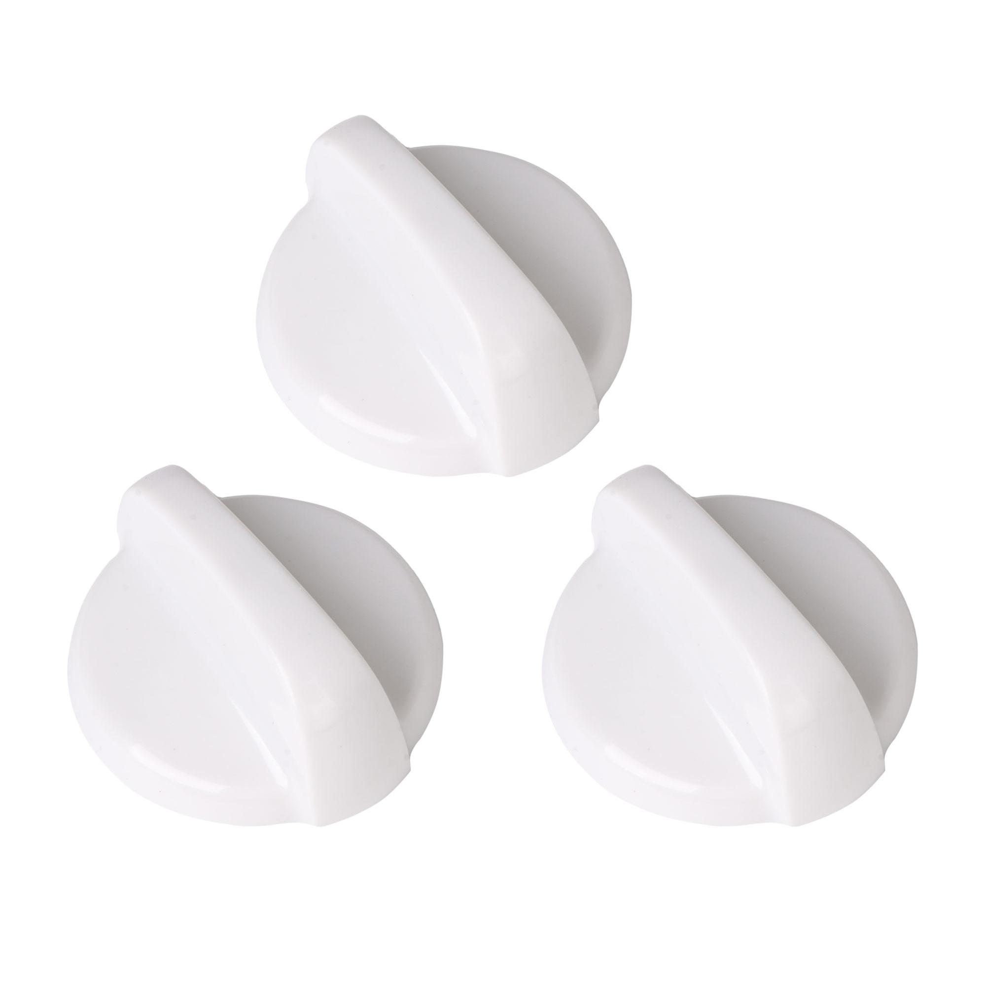 3 Pcs White Plastic Kitchen Cooktop Knob WB03T10282 Replacement for GE