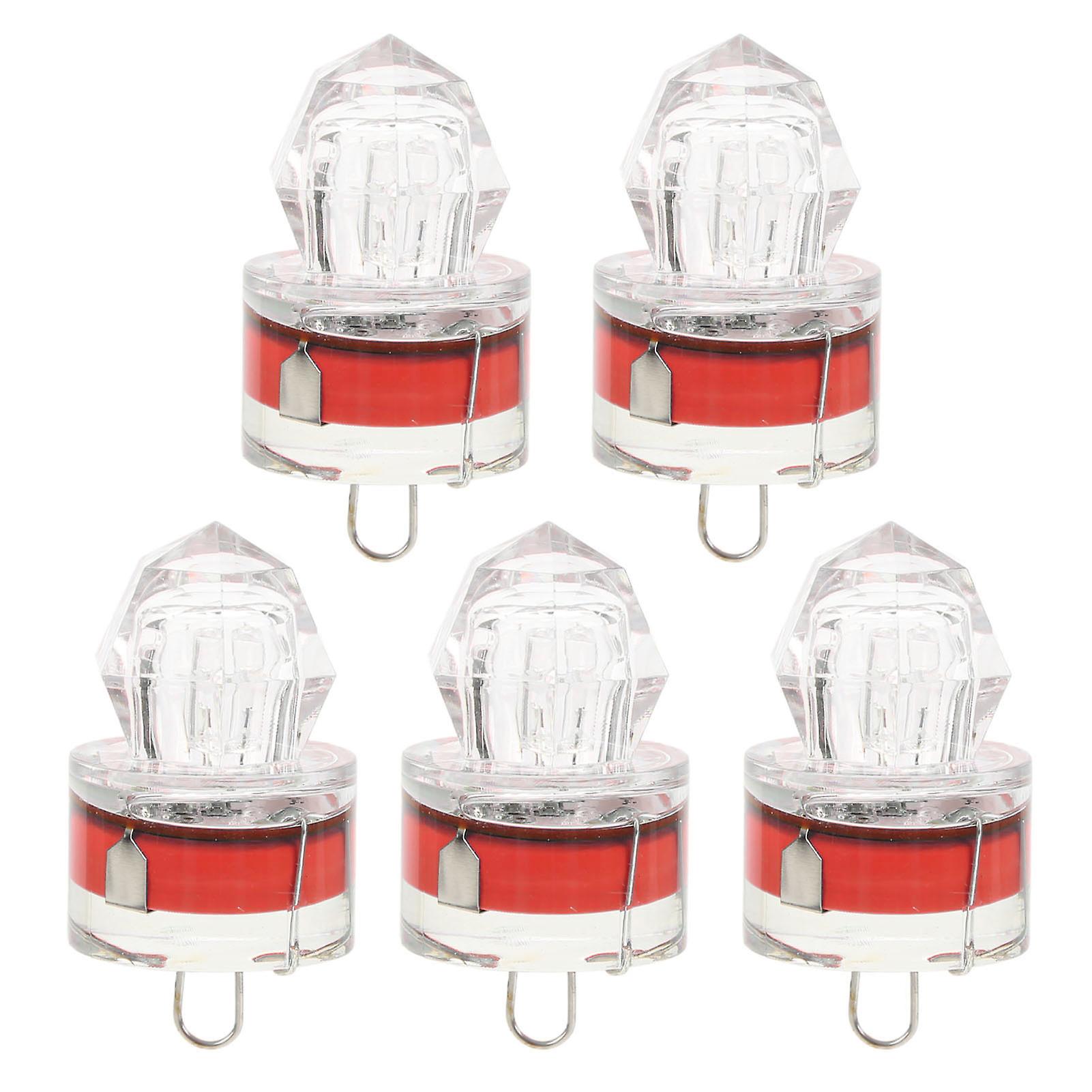 5pcs Diamond Shaped LED Luminous Fishing Lures, Corrosion Resistant, Auto Open & Flashing, Red