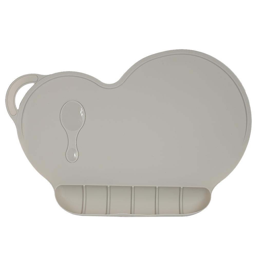 Silicone Baby Plate Mat Sucker Anti slip Waterproof Folding Child Dinner Table Set (Grey)