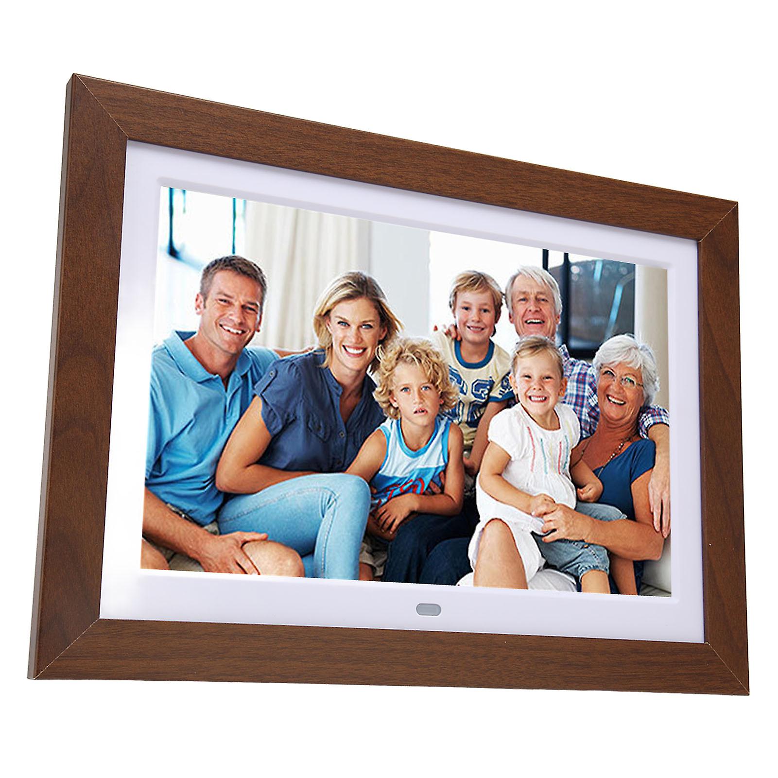 Wood Digital Photo Frame 10.1 Inch HD IPS Screen with Clock & Remote