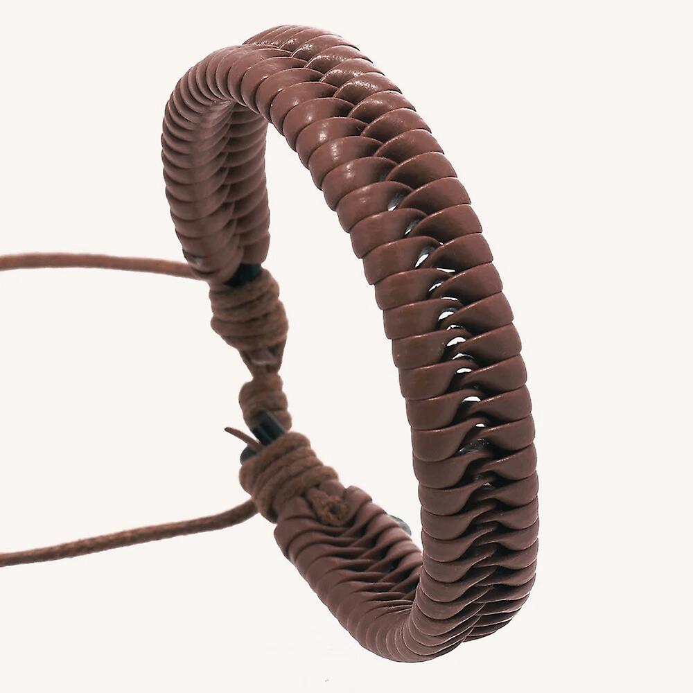 Genuine Leather Adjustable Brown Bracelet for Men