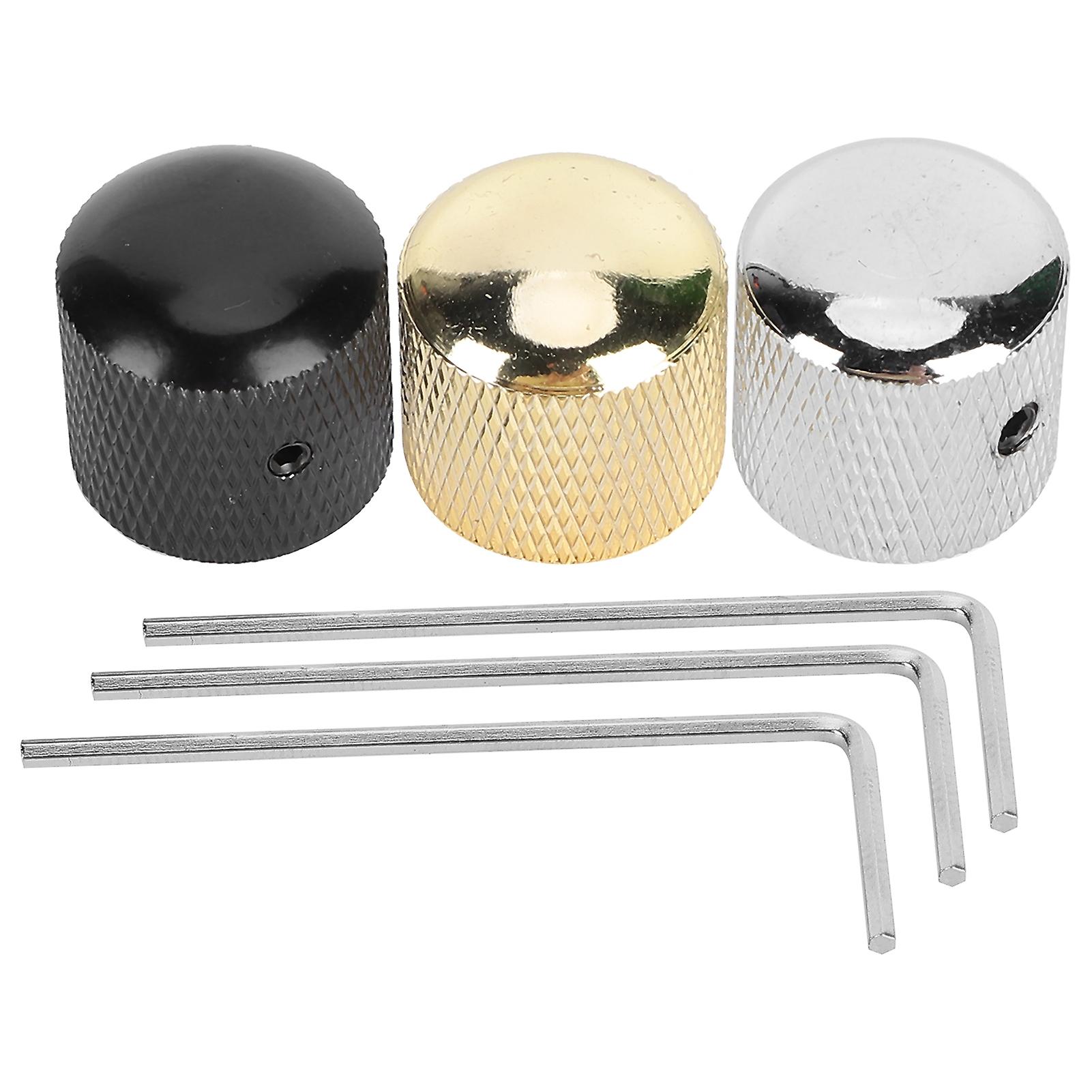 3Pcs Electric Guitar Control Knobs with LWrench Iron Dome for Adjusting Tone Volume Decoration