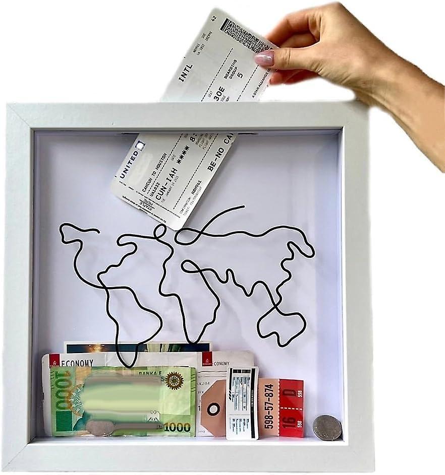 2024 Adventure Archive Box, Travel Memory Box, Ticket Shadow Box With Slot, Adventures Fund Frame Money Box, Memory Box for Movie Travel12*12in