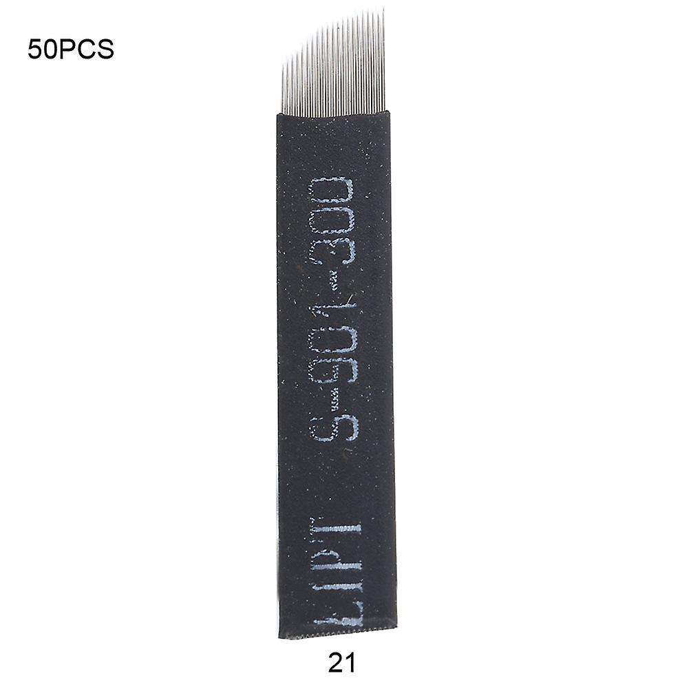 Lot de 50 aiguilles de microblading pour sourcils, yeux, lèvres, tatouage, 9/12/14/16/21 broches (21 broches)