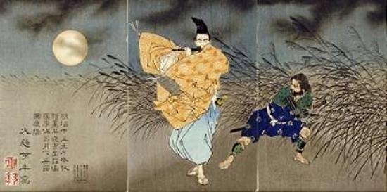 Playing the Flute by Moonlight Poster
