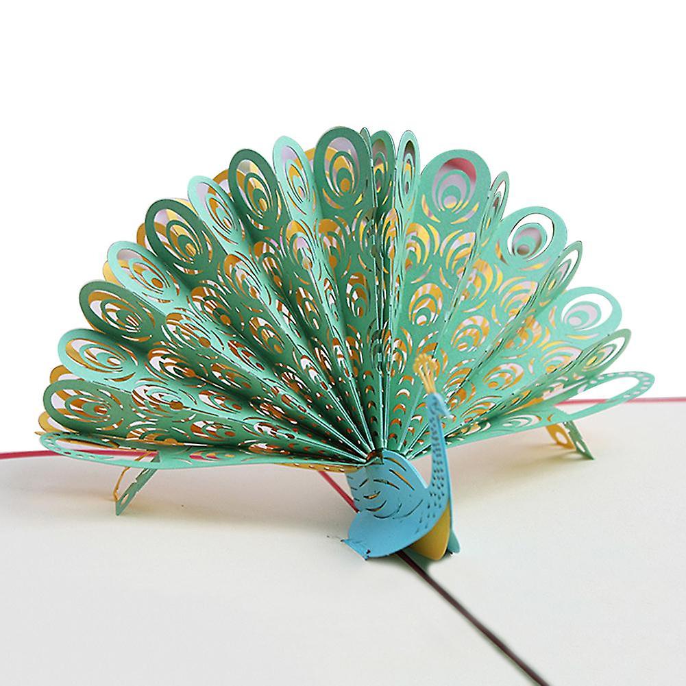 ZHOUBA Creative Peacock 3D Pop Up Paper Greeting Card Festival Birthday Christmas Gift