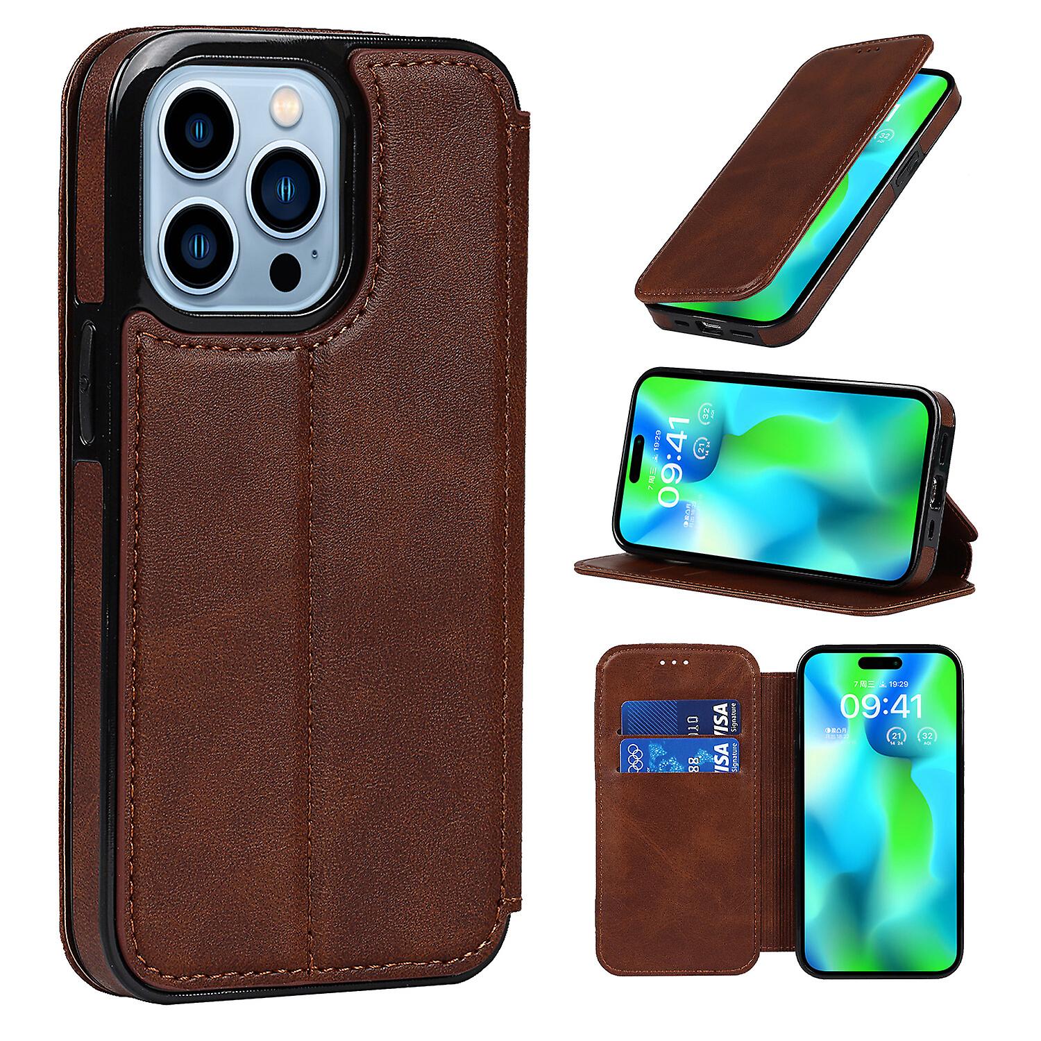iPhone 14 Pro Case Leather Wallet Flip Phone Case