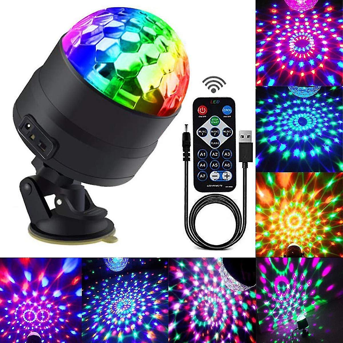 Boule disco à LED rotative portable, stroboscope à 7 couleurs avec télécommande