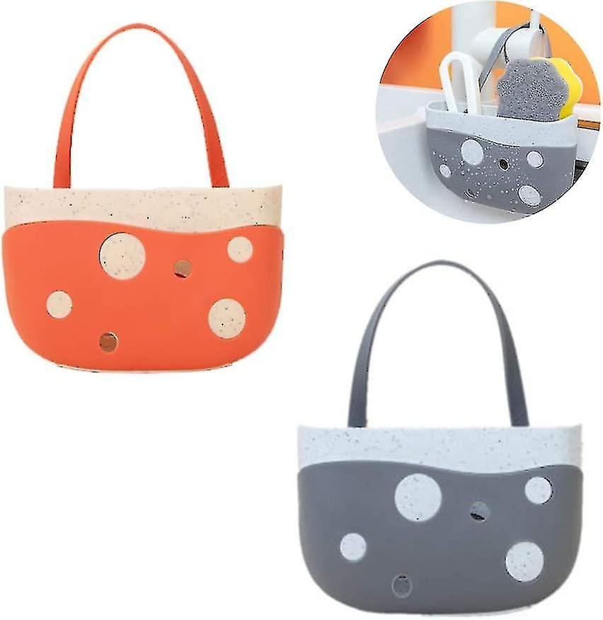 Kitchen Sink Sponge Holder Set - Plastic Organizer with Drainage Holes