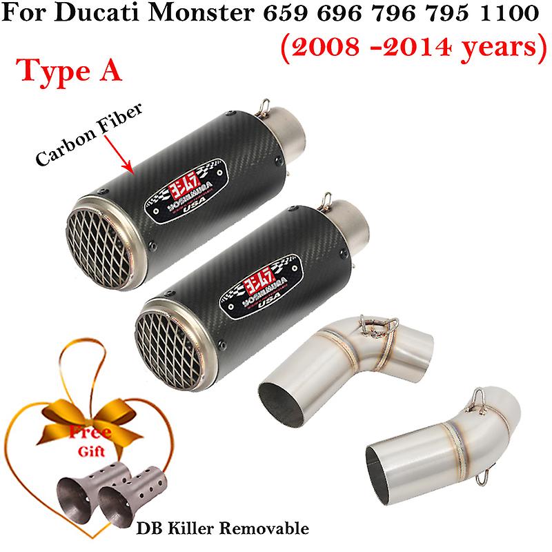 Für Ducati Monster 659 696 795 1100 Hypermotard 796 2008-2014 Motorrad Auspuff Flucht Link Rohr Carbon Faser Schalldämpfer DB-Killer