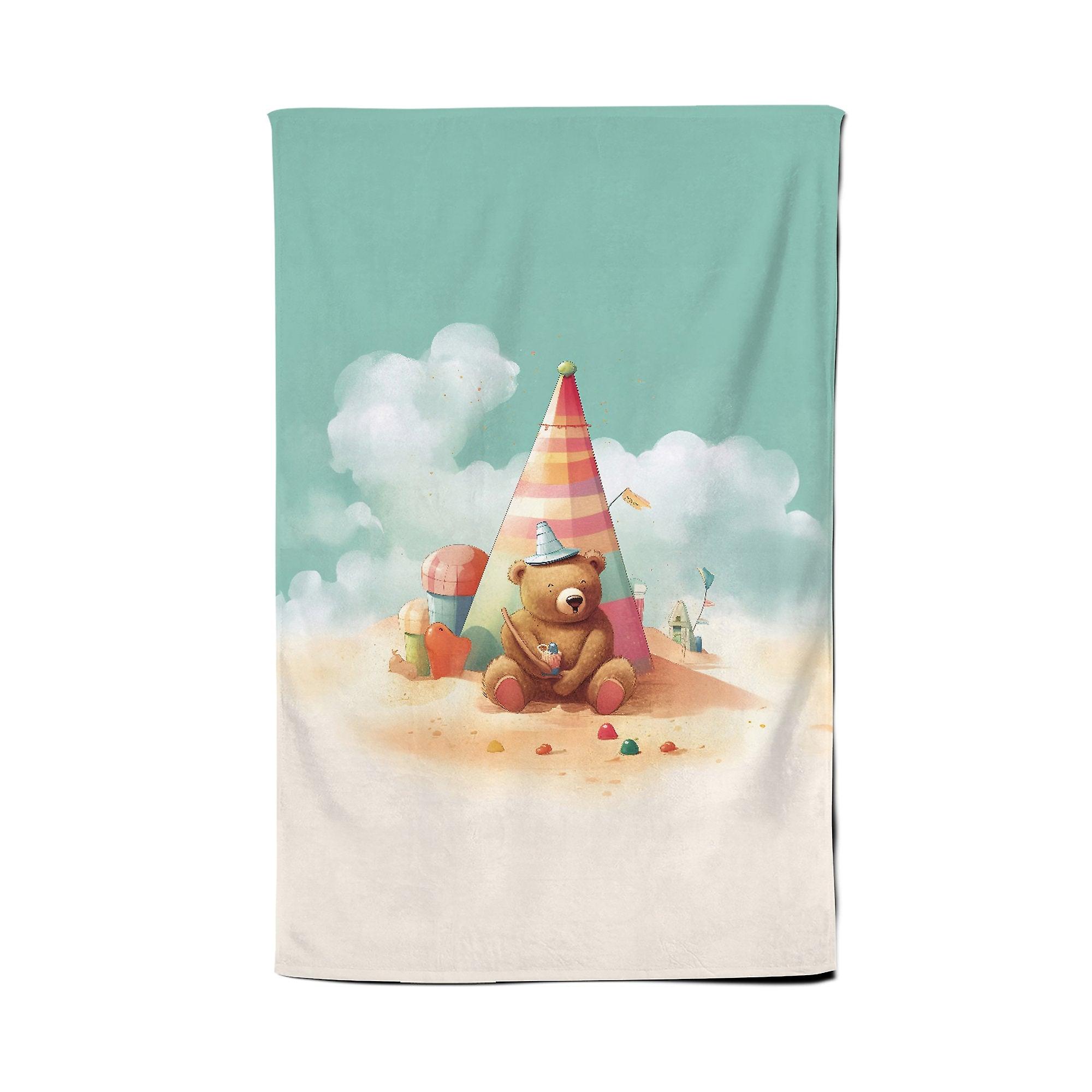 A Bear On A Beach Holiday Tea Towel