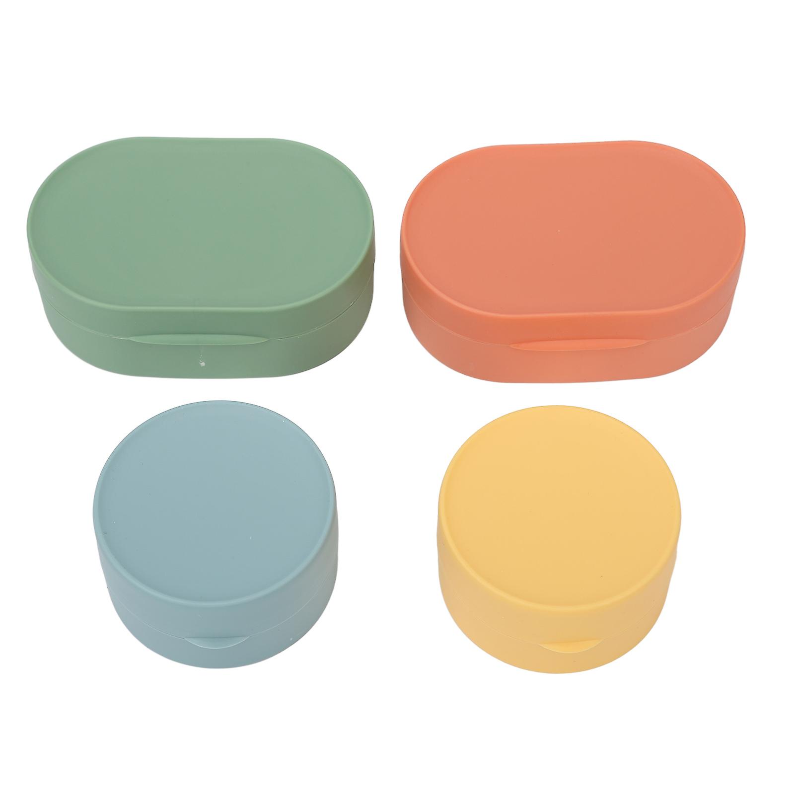 4pcs Soap Cases Portable Round Oval Holders Toilet Soap Containers Storage Boxes with Foaming Nets 