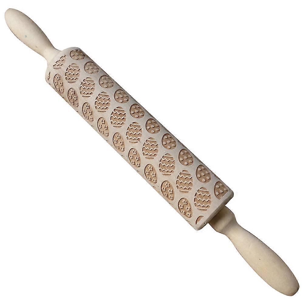 Kitchen Rolling Pin Bread Cookie Dough Roller with Cute Eggs Carving