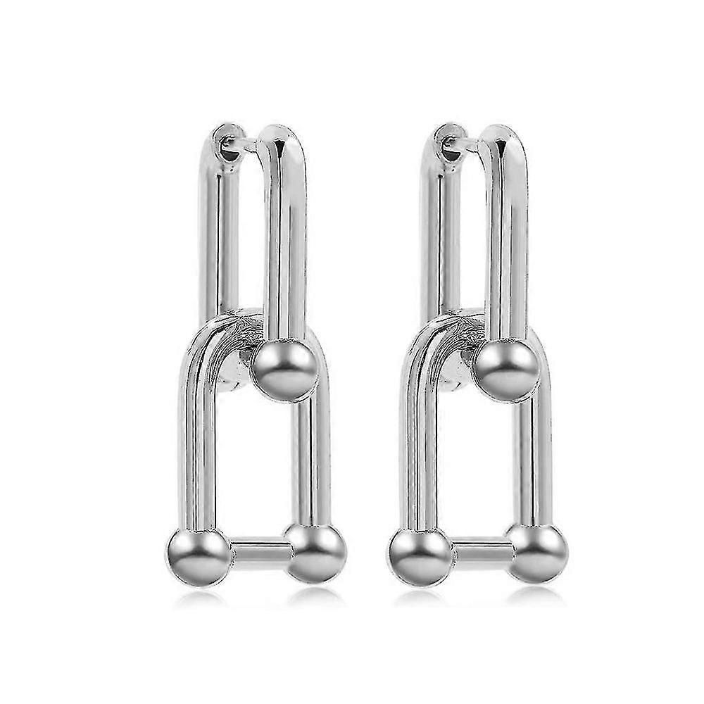 Mujer en forma de U Pin Link Cadena Pendientes Regalo