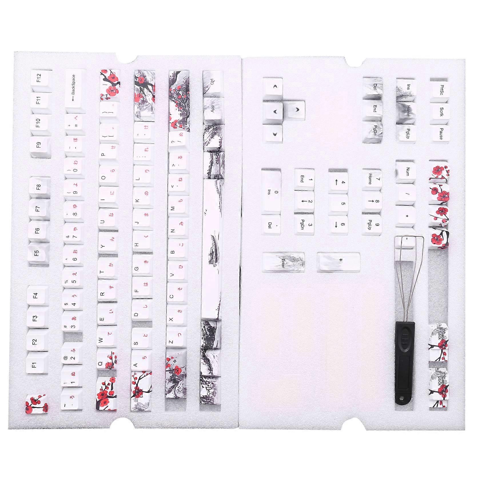 110 Keys PBT Keycap Dye-Sublimation Plum Blossom Cherry Profile Key Cap DIY Mechanical Keyboard Key