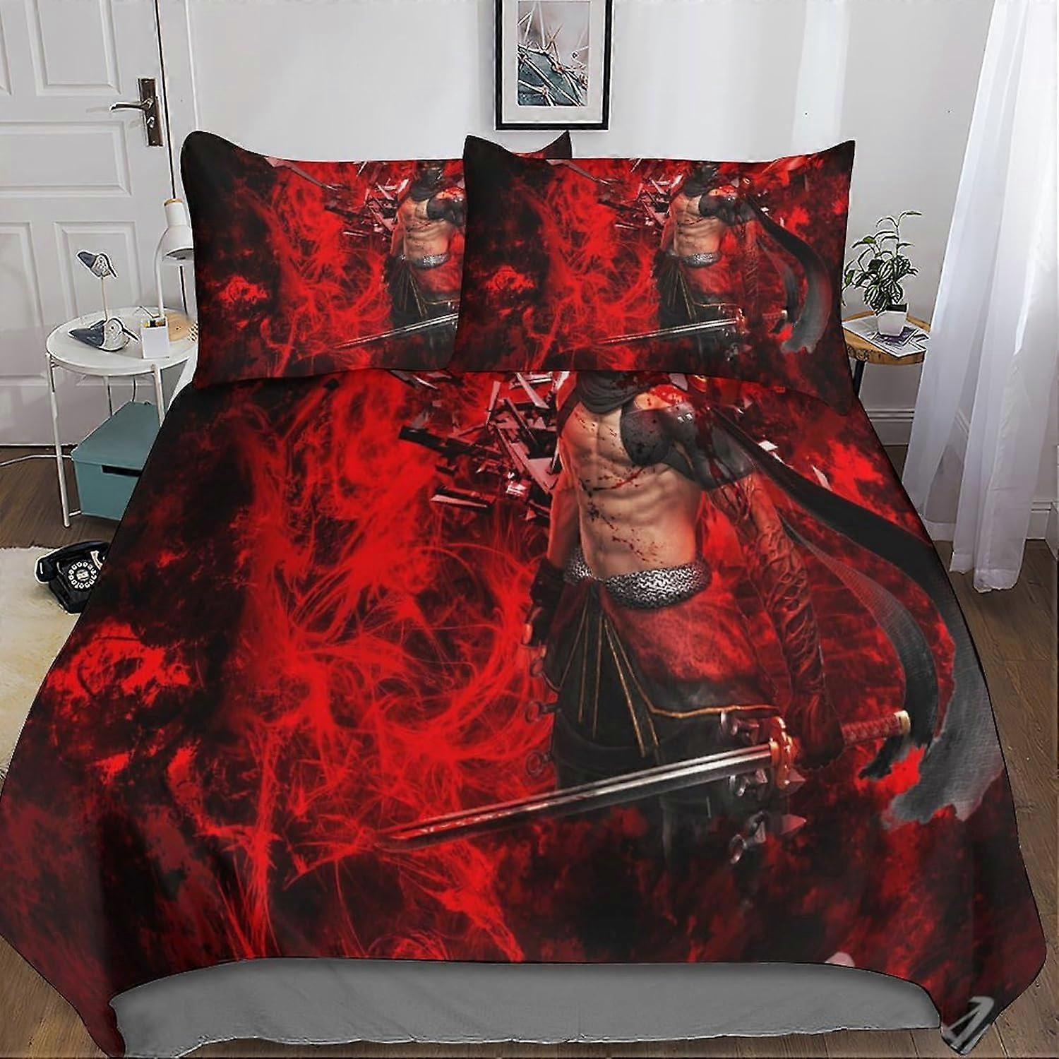 Ninja Sets Duvet Cover Pillowcases 3D Microfiber Anime Bedding Set Bed Linen with Zipper Closure 3 Pcs Double