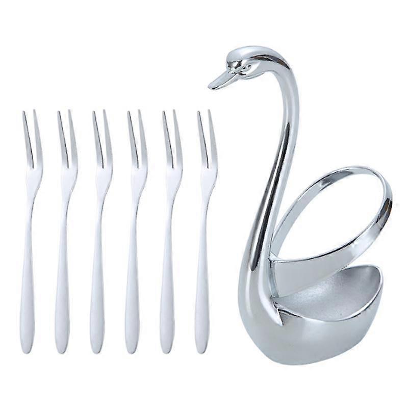 6 creative dessert fork with swan base