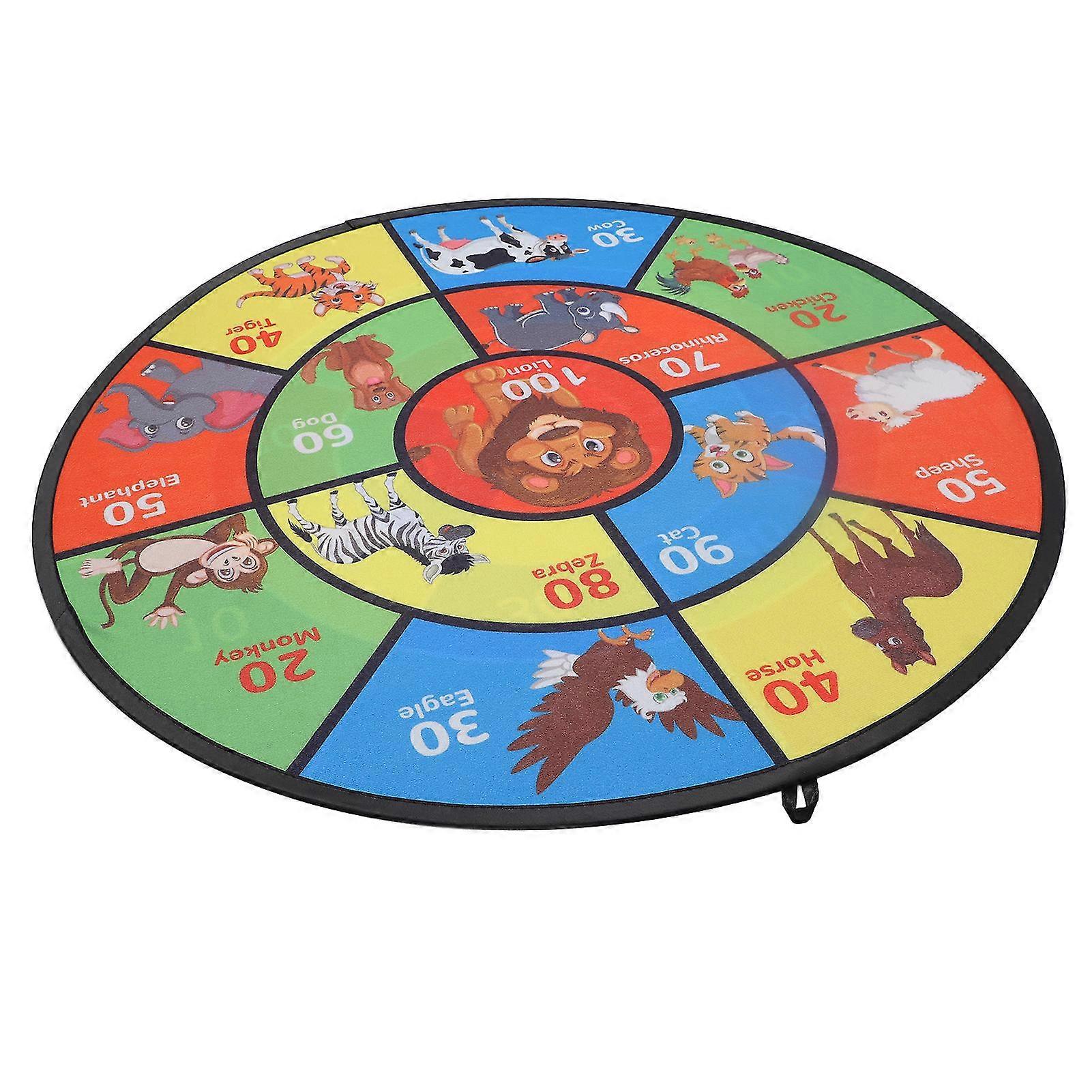 Double Sided Kids Dartboard Set - Animal Numbers Included - 6 Darts & 12 Adhesive Balls