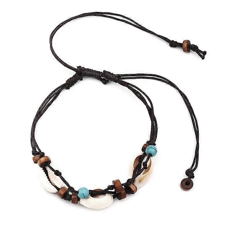 Boho Natural Sea Shell Stone Anklets For Women Wood Bead Seashell Ankle Bracelet On Leg Foot Chain