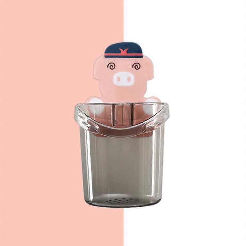 Cartoon Storage Holder for Toothbrush Toothpaste Wall Mounted Punch-Free Drain Storage Box for