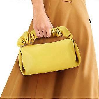 Women Cosmetic Bag Leather Tote Cloud Clutch Mini Bolsa Sólida Bolsa Sólida
