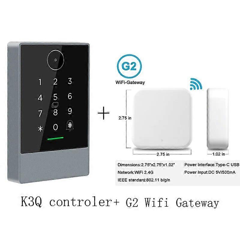 TTLOCK App Unlock IP67 Waterproof RFID Barcode Reader 2D QR Code Access Control Keypad 13.56MHz K3Q + G2 Gateway WIFI Connection