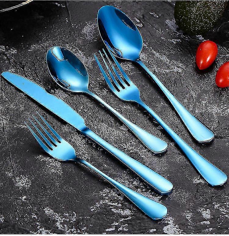 Titanium Plated Stainless Steel Cutlery Set,1set-blue