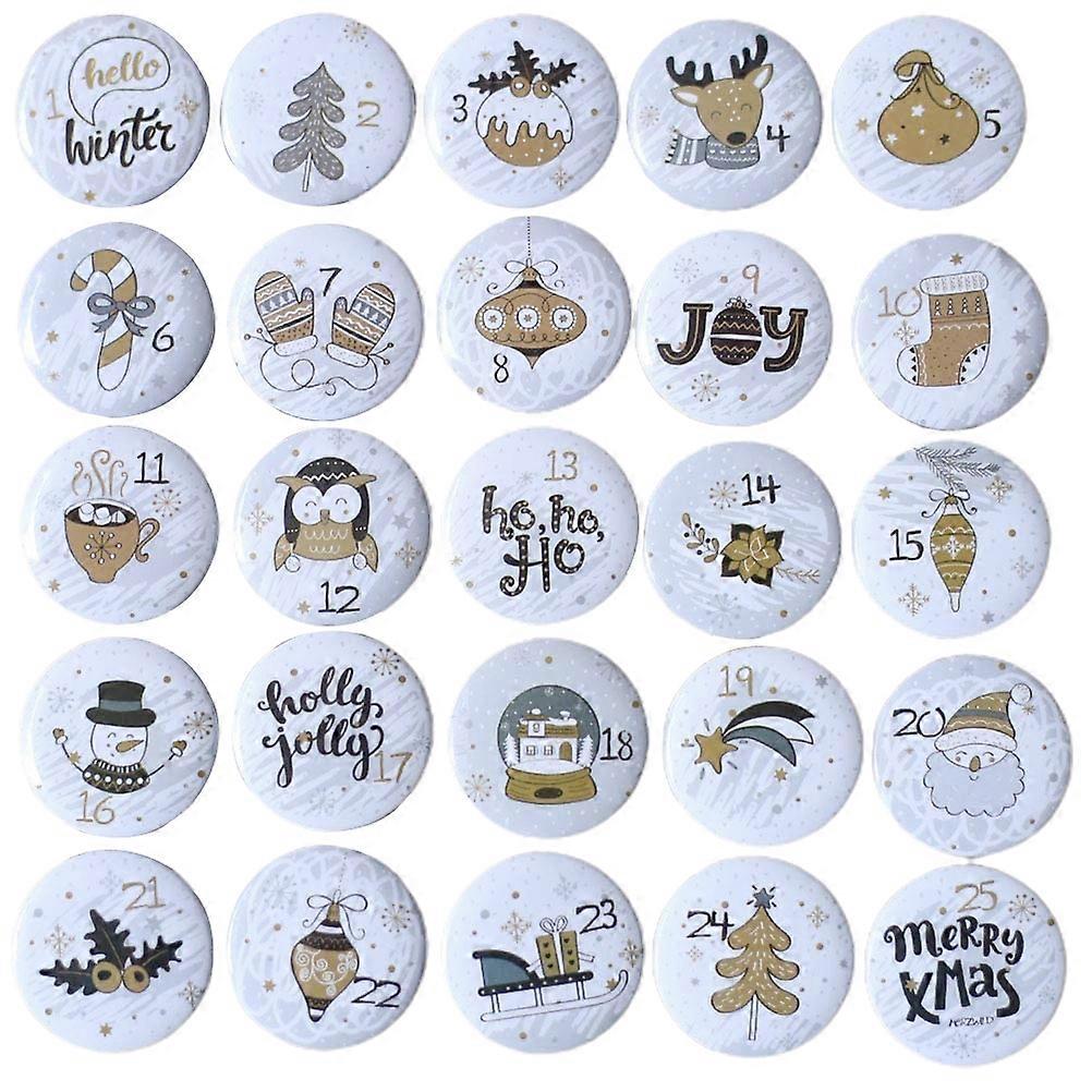 1-25 αριθμός Χριστουγεννιάτικο ημερολόγιο Advent Στρογγυλά κουμπιά που για διακόσμηση δώρων για κορδέλες Υφασμάτινες τσάντες Δέματα