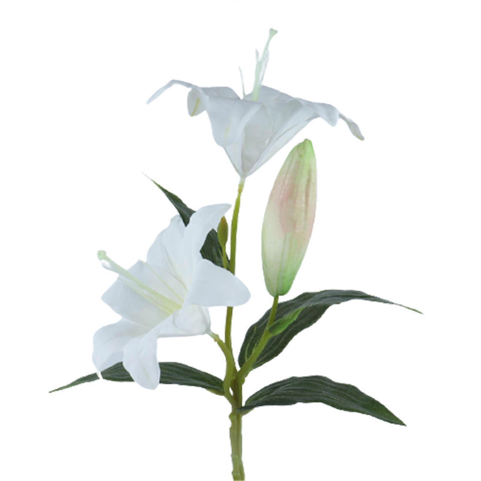 Artificial Flower Excellent Workmanship Anti-drop PVC Handmade 3 Heads Lilies Fake Flower for Bedroom