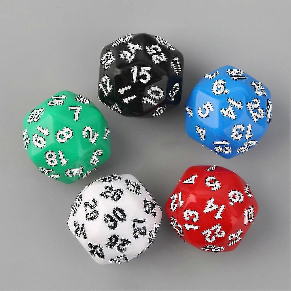5pcs/set Thirty-sided D30 25mm Gaming Playing Games Dices Solid-color