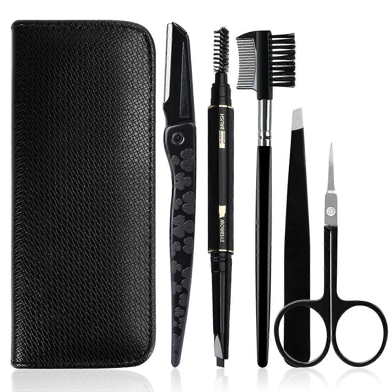 5 in 1 Eyebrow Trimming Kit All-in-one Eyebrow Trimming Tool with Leather Case